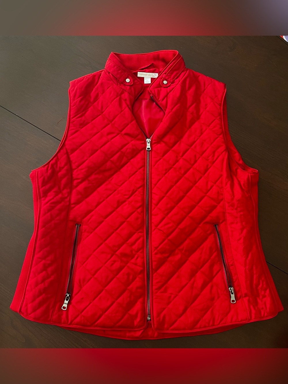 Westport Bright Red Quilted Zip Vest